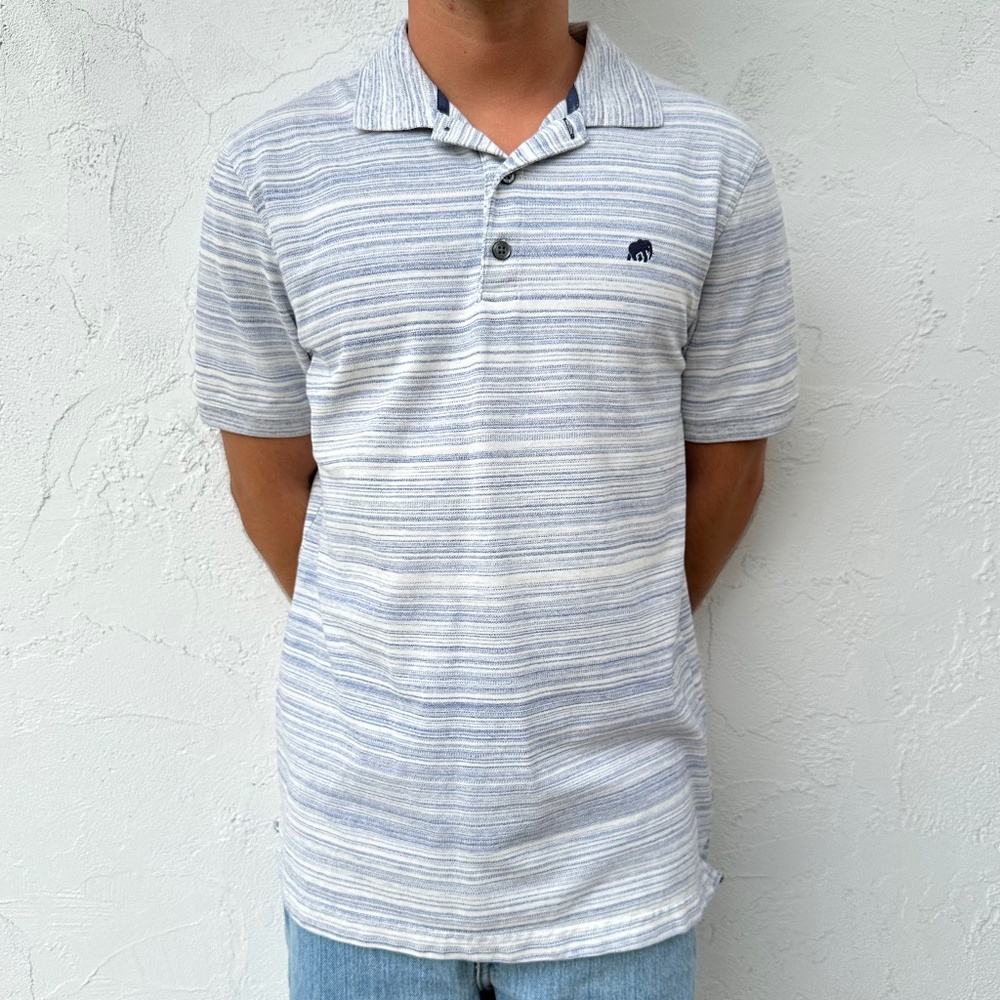 Men's Blue & White Banana Republic Short Sleeve Polo Shirt Size Large